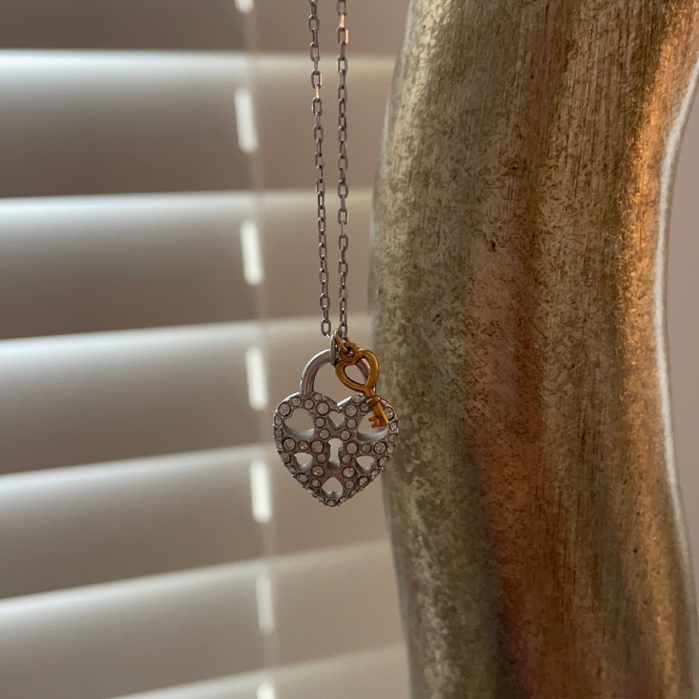 Swarovski heart and key necklace